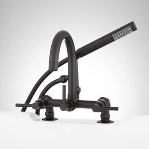 Discount π Signature Hardware Telephone Three Handle Roman Tub Faucet in Matte Black π 3 Discount π Signature Hardware Telephone Three Handle Roman Tub Faucet in Matte Black π