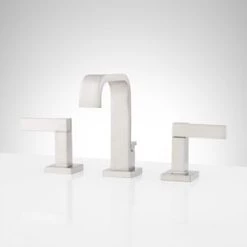 Best deal 😀 Signature Hardware Rigi Two Handle Widespread Bathroom Sink Faucet with Pop-Up Drain Assembly in Brushed Nickel 🔔