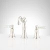 Hot Sale 😀 Signature Hardware St. Martin Two Handle Widespread Bathroom Sink Faucet with Brass Pop-Up in Polished Nickel 🔔