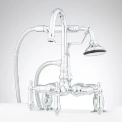 Discount 🔥 Signature Hardware Allister Three Handle Roman Tub Faucet in Polished Chrome ⌛