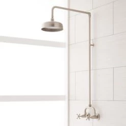 Flash Sale 🎉 Signature Hardware Baudette Two Handle Single Function Shower System in Brushed Nickel 💯