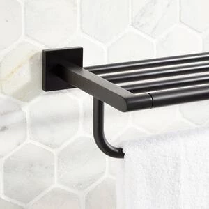 Discount π Signature Hardware Hibiscus 23-5/8 in. Towel Holder in Matte Black π 4 Discount π Signature Hardware Hibiscus 23-5/8 in. Towel Holder in Matte Black π - Image 2