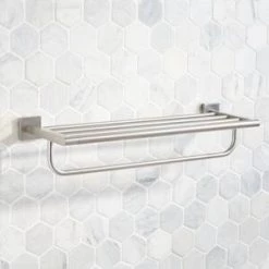 New ⌛ Signature Hardware Hibiscus Towel Rack in Brushed Nickel 🤩 -Signature Hardware Shop Query 2414