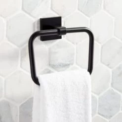 Brand new 😉 Signature Hardware Hibiscus Square Closed Towel Ring in Matte Black ⌛ -Signature Hardware Shop Query 2480