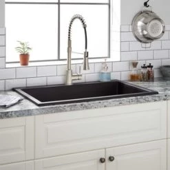 Cheapest 🛒 Signature Hardware Algren Undermount Bathroom Sink in Black 🎁