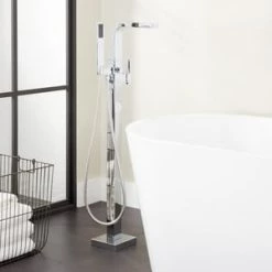 Coupon ⭐ Signature Hardware Hibiscus One Handle Lever Floor Mount Filler in Chrome (Trim Only) 👍