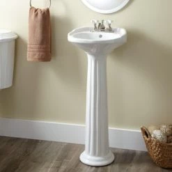 Hot Sale 💯 Signature Hardware Victorian Pedestal Bathroom Sink in White 🔥