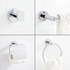 Outlet 💯 Signature Hardware Rotunda 4 Piece Bathroom Accessory Set in Chrome 😀