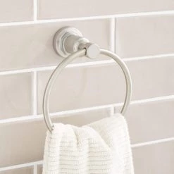 Best Sale 🛒 Signature Hardware Greyfield Towel Ring in Brushed Nickel ✨