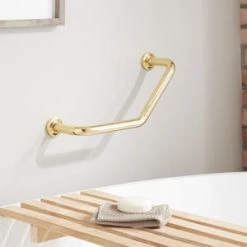 Hot Sale 😍 Signature Hardware Lenoir 16-3/4 in. Grab Bar in Polished Brass ⭐