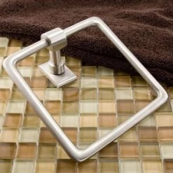 Outlet ✔️ Signature Hardware Classique Square Closed Towel Ring in Brushed Nickel 🌟