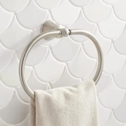 New ❤️ Signature Hardware Cooper Oval Closed Towel Ring in Brushed Nickel 🔔