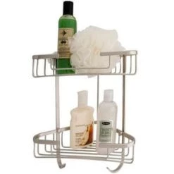 Best Pirce 💯 Signature Hardware Transitional 6-1/4 in. Corner Shower Basket in Brushed Nickel 🎁