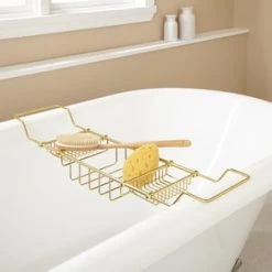 Buy ⭐ Signature Hardware Nottingham 32-1/2 in. Tub Caddy in Polished Brass 👏