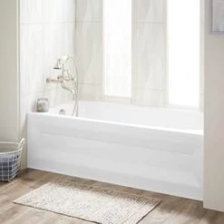 New 🤩 Signature Hardware Bradenton 59-3/4 x 30 in. Three Wall Alcove Soaker Bathtub with Left Drain in White 🎉 -Signature Hardware Shop Query 280