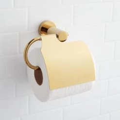 Budget π Signature Hardware Transitional Wall Toilet Tissue Holder in Polished Brass π