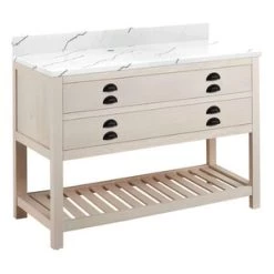 Best Sale 😀 Signature Hardware Ansel 48 in. Floor Mount Vanity in Whitewash Pine 😉