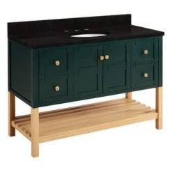 Discount 😀 Signature Hardware Olsen 48 in. Floor Mount Vanity in Hunter Green with White 😉