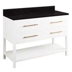 Brand new ⭐ Signature Hardware Robertson 48 in. Floor Mount Vanity in White with Absolute Black ❤️