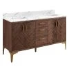 Wholesale 🔔 Signature Hardware Frey 60 in. Floor Mount Vanity in Russet Brown 🔔