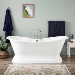Deals 😉 Signature Hardware Langly 72 x 30 in. Freestanding Bathtub with Rear Center Drain in White 👍