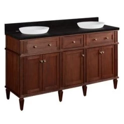 Cheap 😉 Signature Hardware Elmdale 60-1/8 in. Floor Mount Vanity in Antique Brown ✨