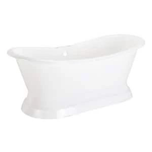 Deals π Signature Hardware Langly 72 x 30 in. Freestanding Bathtub with Rear Center Drain in White π 4 Deals π Signature Hardware Langly 72 x 30 in. Freestanding Bathtub with Rear Center Drain in White π - Image 2