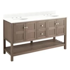 Cheap π₯ Signature Hardware Olsen 60 in. Floor Mount Vanity in Ash Brown π§¨