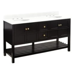 Coupon π₯° Signature Hardware Olsen 60 in. Floor Mount Vanity in Black π―