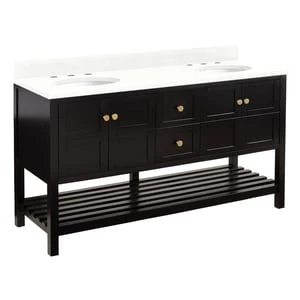 Coupon π₯° Signature Hardware Olsen 60 in. Floor Mount Vanity in Black π― 3 Coupon π₯° Signature Hardware Olsen 60 in. Floor Mount Vanity in Black π―