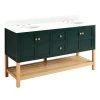 Coupon 🧨 Signature Hardware Olsen 60 in. Floor Mount Vanity in Hunter Green with White Oak 🧨 -Signature Hardware Shop Query 3008
