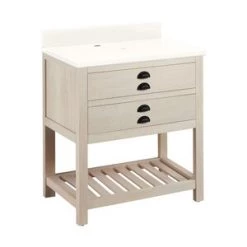 Outlet 🧨 Signature Hardware Ansel 30 in. Floor Mount Vanity in Whitewash Pine 👏