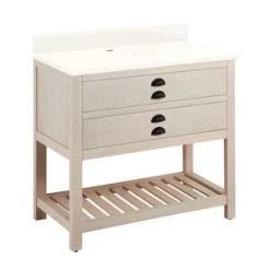 Best Pirce 🔔 Signature Hardware Ansel 36 in. Floor Mount Vanity in Whitewash Pine 🔔