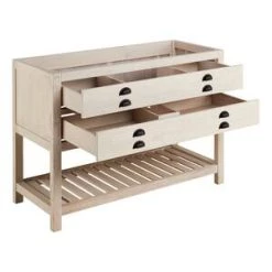 Deals 😀 Signature Hardware Ansel 48 in. Floor Mount Vanity in Whitewash Pine 🔥 -Signature Hardware Shop Query 3107