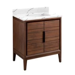 Top 10 π₯° Signature Hardware Aliso 30 in. Floor Mount Vanity in Java, Hailstone White with White π