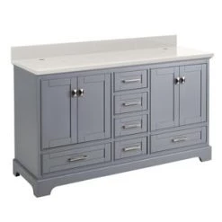 Best Sale 👍 Signature Hardware Quen 59-1/4 in. Floor Mount Vanity in Grey 🥰
