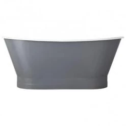 Budget 🎁 Signature Hardware Kateryn 67 x 26-1/2 in. Freestanding Bathtub Center Drain in Dark Grey 🧨