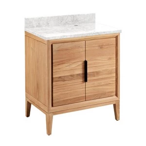Discount π₯° Signature Hardware Aliso 30 in. Floor Mount Vanity in Natural Teak with Carrara π 3 Discount π₯° Signature Hardware Aliso 30 in. Floor Mount Vanity in Natural Teak with Carrara π