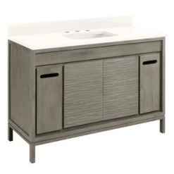 New 🎉 Signature Hardware Becker 48 in. Floor Mount Vanity in Grey Wash 🛒