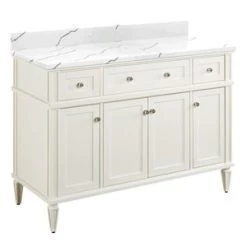 Flash Sale 🔔 Signature Hardware Elmdale 48-1/8 in. Floor Mount Vanity in White 😍