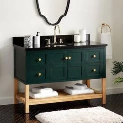 New ⌛ Signature Hardware Olsen 48 in. Floor Mount Vanity in Hunter Green with White ❤️ -Signature Hardware Shop Query 3275