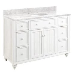 Wholesale 🔔 Signature Hardware Cottage 48 in. Floor Mount Vanity in Distressed Chalk White 👏