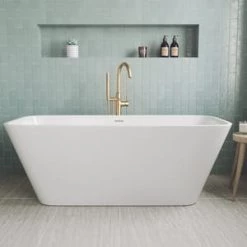 Flash Sale 🔔 Signature Hardware Inoma 66 x 31 in. Freestanding Bathtub with Center Drain in White 🎉 -Signature Hardware Shop Query 330