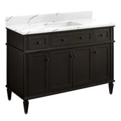 Best deal ✔️ Signature Hardware Elmdale 48-1/8 in. Floor Mount Vanity in Charcoal Black 🎁