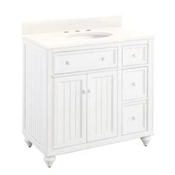 Outlet π Signature Hardware Cottage 36 in. Floor Mount Vanity in Distressed Chalk White π€©
