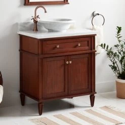 New ✨ Signature Hardware Elmdale 30 in. Floor Mount Vanity in Antique Brown 🎉