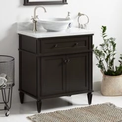 Best Sale 𧨠Signature Hardware Elmdale 30 in. Floor Mount Vanity in Charcoal Black π