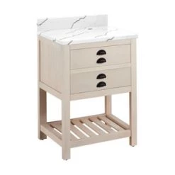Brand new 🛒 Signature Hardware Ansel 24 in. Floor Mount Vanity in Whitewash Pine 🔔