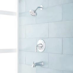 Cheapest 🎁 Signature Hardware Provincetown Single Handle Multi Function Bathtub & Shower Faucet in Brushed Nickel (Trim Only) ✔️