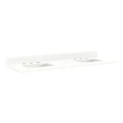 Outlet 🌟 Signature Hardware 61 x 22 in. 2-Bowl Quartz Vanity Top in White with Feathered White 👏